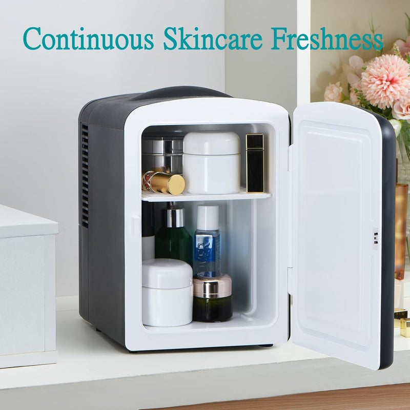 Iceblue Mini Fridge, Retro 4 Liter /6 Cans Tiny Fridge, AC Plug & 12V Car Charger Small Refrigerator, Compact & Portable 4A Cooling Mini Refrigerator for Bedroom, Car, Office, Dorm, Gift (Black) - Image 3